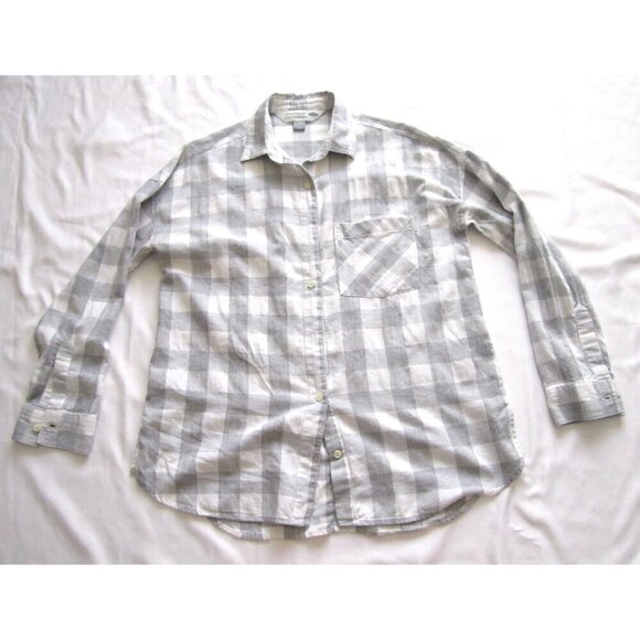 Old Navy Tops - Women Old Navy Boyfriend Button Plaid 100% Cotton Long Sleeve Shirt Sz M (WB386)
